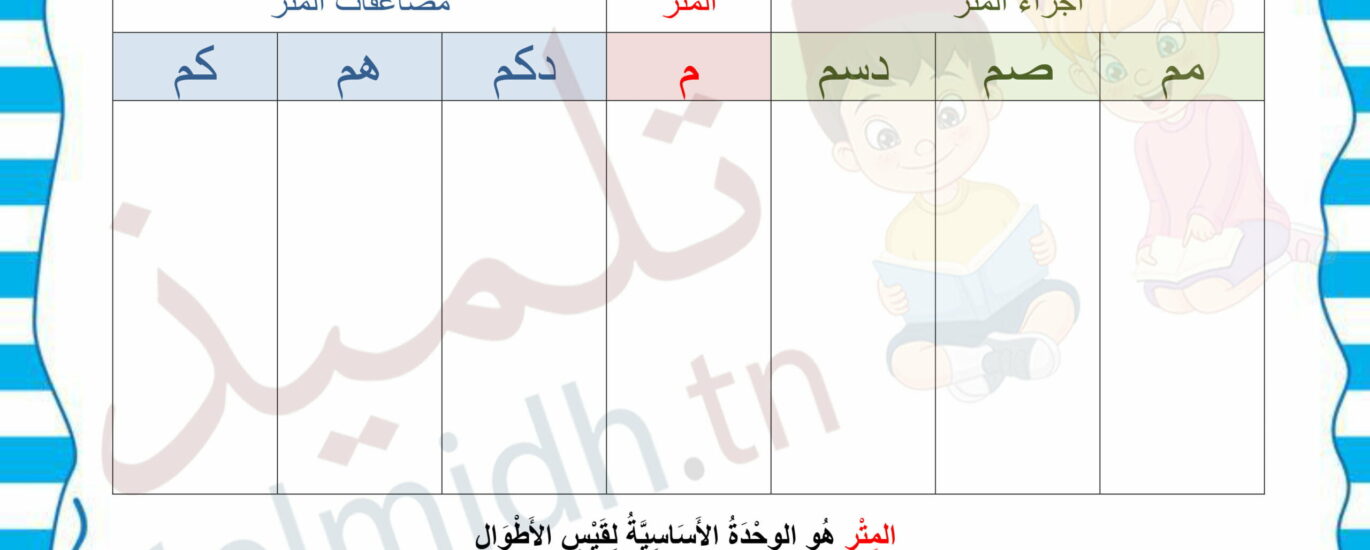 جدول قيس الأطوال